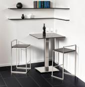 Tabouret de snack mi-hauteur empilable carré 'Iron Mini' noir pieds en métal brossé dossier bas