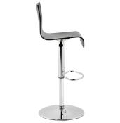 Tabouret de bar réglable 'Slider' pivotant bois noir pied repose pieds métal chromé dossier haut