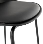 Tabouret de bar 'Tekno' noir avec 4 pieds en métal noir et dossier haut