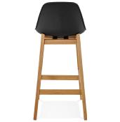 Tabouret de snack mi-hauteur design scandinave 'Topo Mini' noir 4 pieds en bois naturel dossier haut