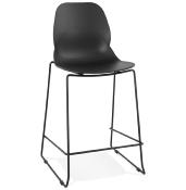 Tabouret de snack mi-hauteur empilable 'Great Mini' noir 4 pieds repose pieds métal dossier haut