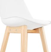 Tabouret de snack mi-hauteur design scandinave 'Chairman Mini' blanc 4 pieds bois dossier haut