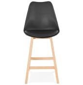 Tabouret de snack mi-hauteur design scandinave 'Chairman Mini' noir 4 pieds en bois et dossier haut