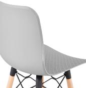 	Tabouret de snack mi-hauteur scandinave 'Slakwood Mini' gris 4 pieds bois repose pieds dossier haut