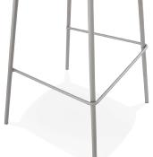 Tabouret de bar moderne 'Tekno' gris avec 4 pieds en métal gris et dossier haut