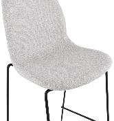 Tabouret de snack mi-hauteur empilable 'Verk Mini' tissu gris clair 4 pieds métal noir dossier haut