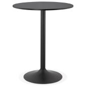 Table de bar haute design ronde 'Upside' mange debout en bois noir avec pied central en métal noir