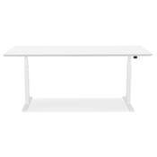 Bureau design assis-debout électrique 'TECH' blanc en bois pieds en métal blanc - 180 x 90 cm
