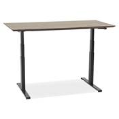 Bureau design assis-debout électrique 'SMALL TECH' en noyer pieds en métal noir - 150 x 70 cm