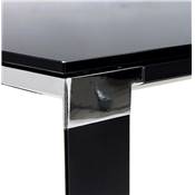 Grand bureau de direction droit 'GLASSTOP XL' verre noir pieds métal noir et chromé – 200 x 100 cm