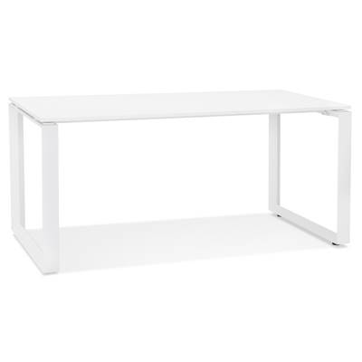 Bureau droit design 'MEET SMALL' plateau en bois blanc avec pieds en métal blanc - 160 x 80 cm