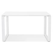 Petit bureau droit design 'MEET MINI' plateau en bois blanc avec pieds en métal blanc - 120 x 60 cm