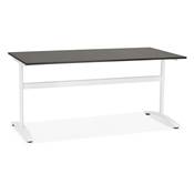 Bureau droit / table de travail design 'DISEGNO' noir en bois pieds en métal blanc - 160 x 80 cm
