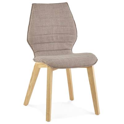 Chaise scandinave 'Kvad' en tissu gris avec 4 pieds en bois massif