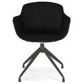 Chaise design à accoudoirs 'TICKY' en velours noir avec 4 pied en métal noir