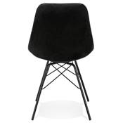 Chaise design style baroque 'GORD' en velours noir et 4 pieds avec croisillons en métal noir
