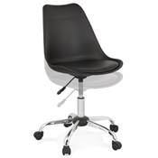 Chaise de bureau à roulettes design 'TULIP' noire pieds en métal chromé