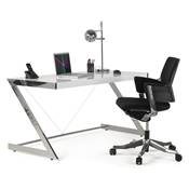 Chaise de bureau design à roulettes dossier bas 'LITTLE MASTER' en tissu noir pieds en alluminium