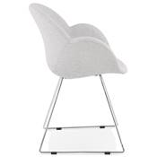 Chaise design à accoudoirs 'LOTUSJÄRN' en tissu gris clair pieds tréteaux en métal chromé