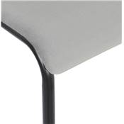 Chaise classique 'SKOLA' assise et dossier en velours gris avec 4 pieds en métal noir