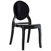 Chaise design médaillon empilable 'Chrystal' noire avec 4 pieds