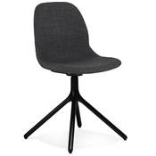 Chaise design de style moderne 'KOOL' en tissu gris foncé avec 4 pieds en métal noir