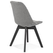 Chaise 'BLACK MILANO' en tissu pied de poule et 4 pieds en bois noir