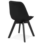 Chaise design 'BLACK MILANO' en tissu tissu noir avec 4 pieds en bois noir