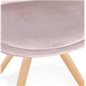 Chaise scandinave style vintage 'FIRENZA' en velours rose et pieds en bois naturel