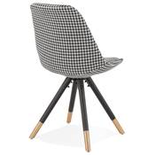Chaise design style vintage 'MODENA' tissu pied de poule 4 pieds en bois noir et métal brossé doré