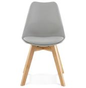 Chaise scandinave design 'Halmstad' grise avec 4 pieds en bois naturel