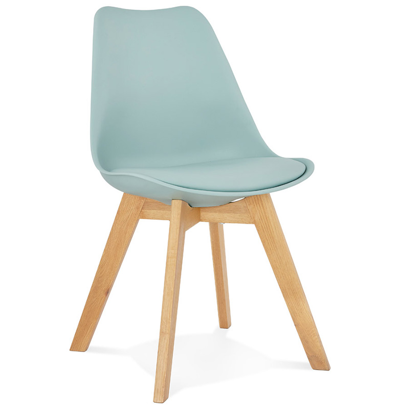 Chaise scandinave design 'Halmstad' bleue avec 4 pieds en bois naturel