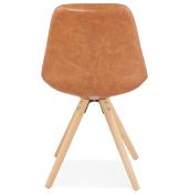 Chaise scandinave design 'Sueden' marron avec 4 pieds en bois naturel