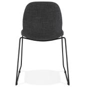 Chaise design empilable 'Teknik Black' en tissu gris foncé pieds tréteaux en métal noir
