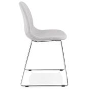 Chaise design empilable 'Teknik Silver' en tissu gris clair pieds tréteaux en métal chromé