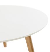 Table basse scandinave ronde 'Kölmy' plateau en bois blanc 3 pieds en bois - Ø 90 cm