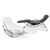 Fauteuil design de relaxation 'Zen' blanc structure en métal chromé