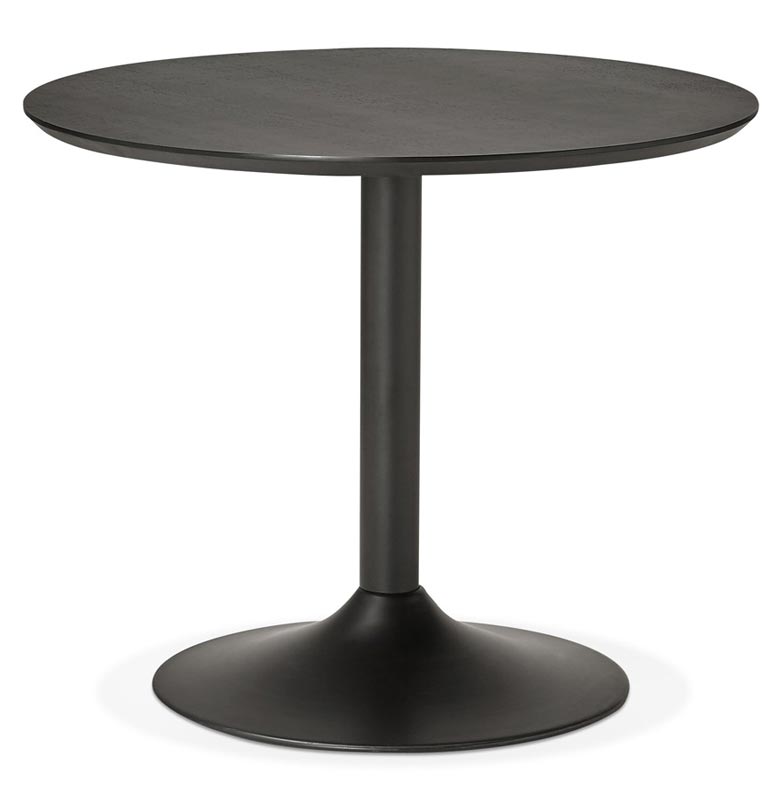 Petite table / table de réunion ronde design 'Kontur Black' noire pied central métal noir - Ø 90 cm