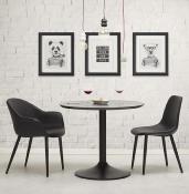 Petite table / table de réunion ronde design 'Kontur Black' noire pied central métal noir - Ø 90 cm