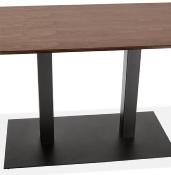 Table salle à manger 'Tvillin Black Small' noyer pied central en fonte noir - 150 x 70 cm