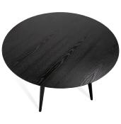 Table de salle à manger scandinave ronde 'Üméa' plateau et 4 pieds en bois noir – Ø 120 cm