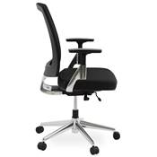 Fauteuil de bureau design à roulettes dossier haut 'FOLLOW' tissu noir et maillé pieds chromés