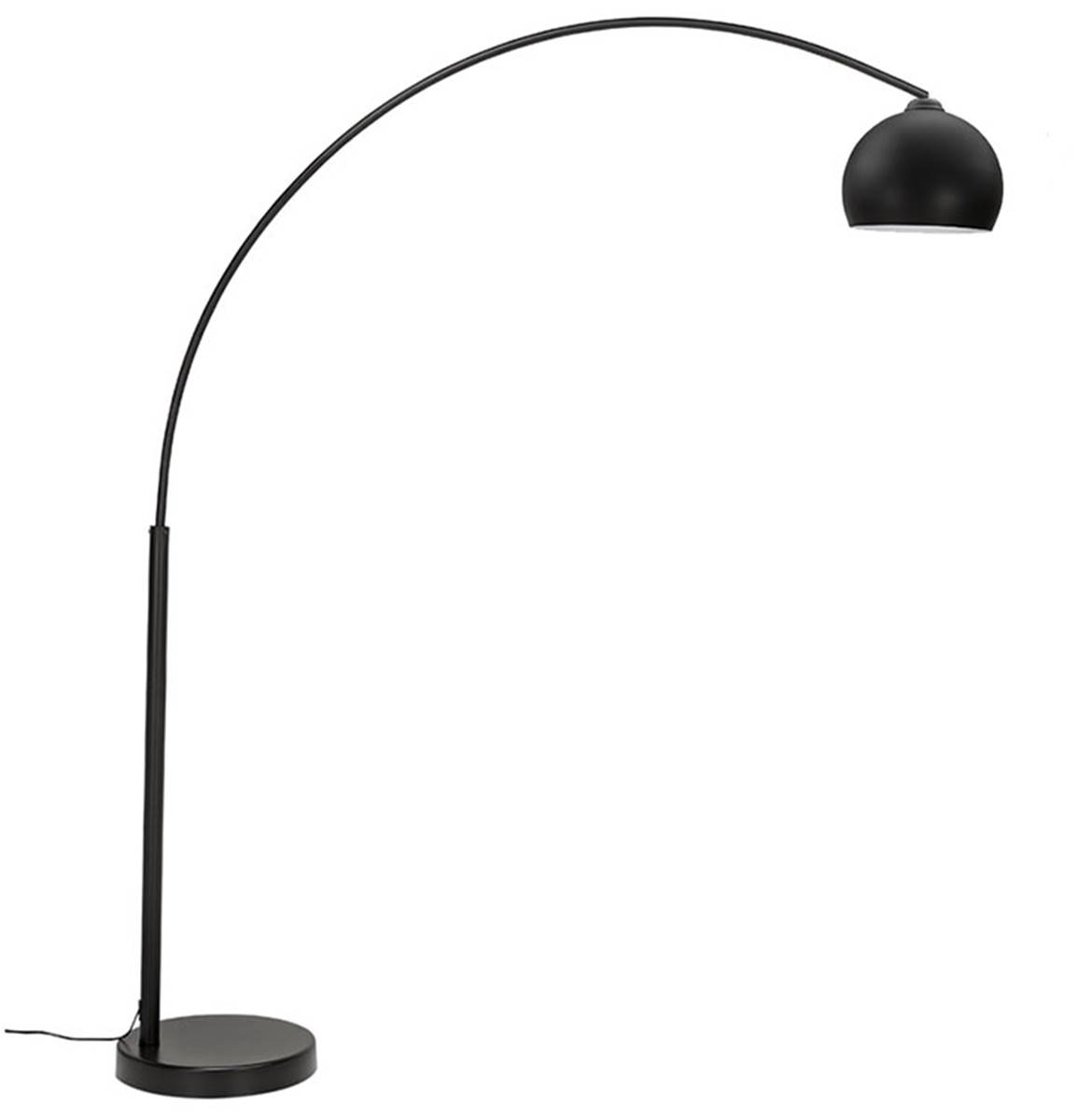 Lampadaire design 'Arc' abat-jour noir structure en métal noir mat