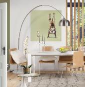 Lampadaire design 'Arc XXL' abat-jour et structure en acier brossé socle en marbre