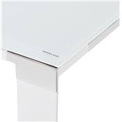 Grand bureau direction d'angle 'GLASSTOP L - XL' verre blanc pieds blanc et chromé – 200 x 100 cm