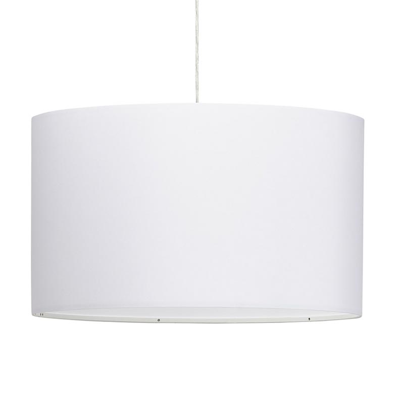 Suspension design cylindrique 'Lyster' en tissu blanc réglable en hauteur