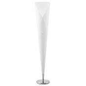 Lampadaire design 'Cone' blanc en forme de cône et pied en métal chromé