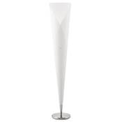 Lampadaire design 'Cone' blanc en forme de cône socle en métal chromé