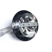 Lustre 8 boules 'Opaline' en verre teinté blanc structure en acier chromé réglable en hauteur