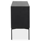 Meuble bahut buffet design 'PRATICO' en bois noir 2 portes et 3 tiroirs pieds en métal noir